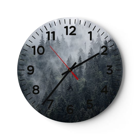 Zegar ścienny - Leśny świt - 30x30cm - Krajobraz Las Natura - Okrągły zegar ścienny - Nowoczeny Stylowy Zegar do salonu do kuchni - Cichy i Modny zegar ARTTOR