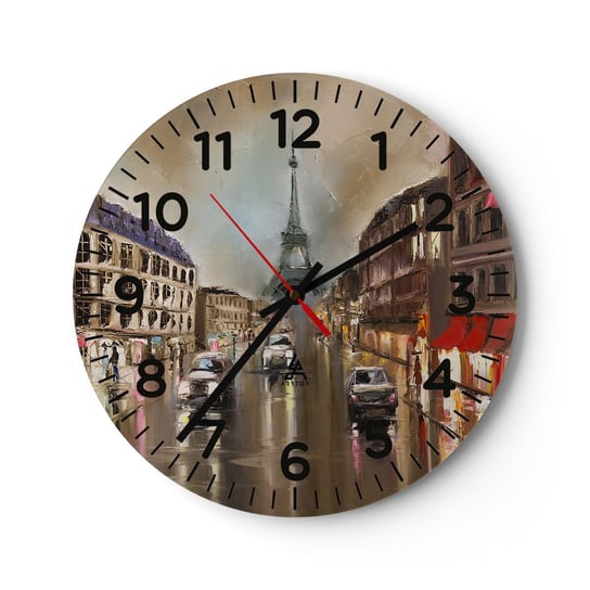 Zegar ścienny - Liczy się tylko ona - 30x30cm - Wieża Eiffla Miasto Paryż - Okrągły zegar ścienny - Nowoczeny Stylowy Zegar do salonu do kuchni - Cichy i Modny zegar ARTTOR