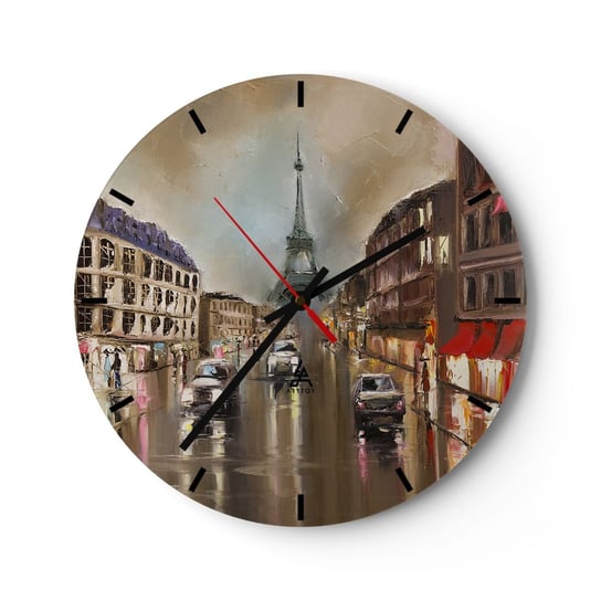 Zegar ścienny - Liczy się tylko ona - 40x40cm - Wieża Eiffla Miasto Paryż - Okrągły zegar ścienny - Nowoczeny Stylowy Zegar do salonu do kuchni - Cichy i Modny zegar ARTTOR
