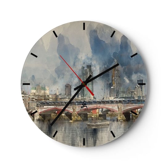 Zegar ścienny - Londyn w całej okazałości - 30x30cm - Miasto Londyn Architektura - Okrągły zegar na szkle - Nowoczeny Stylowy Zegar do salonu do kuchni - Cichy i Modny zegar ARTTOR