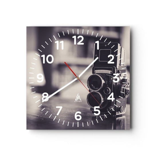 Zegar ścienny - Magia starej fotografii - 30x30cm - Retro Aparat Fotograficzny Vintage - Kwadratowy zegar ścienny - Nowoczeny Stylowy Zegar do salonu do kuchni - Cichy i Modny zegar ARTTOR
