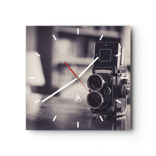 Zegar ścienny - Magia starej fotografii - 40x40cm - Retro Aparat Fotograficzny Vintage - Kwadratowy zegar ścienny - Nowoczeny Stylowy Zegar do salonu do kuchni - Cichy i Modny zegar ARTTOR