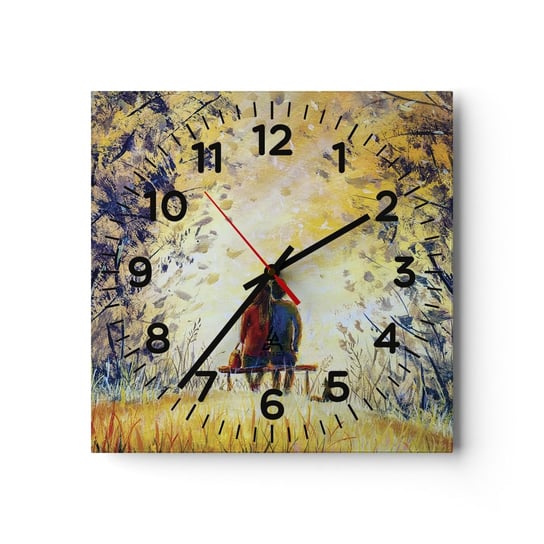 Zegar ścienny - Magiczna chwila - 30x30cm - Para Zakochanych Park Natura - Kwadratowy zegar ścienny - Nowoczeny Stylowy Zegar do salonu do kuchni - Cichy i Modny zegar ARTTOR