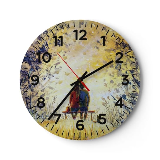 Zegar ścienny - Magiczna chwila - 30x30cm - Para Zakochanych Park Natura - Okrągły zegar ścienny - Nowoczeny Stylowy Zegar do salonu do kuchni - Cichy i Modny zegar ARTTOR