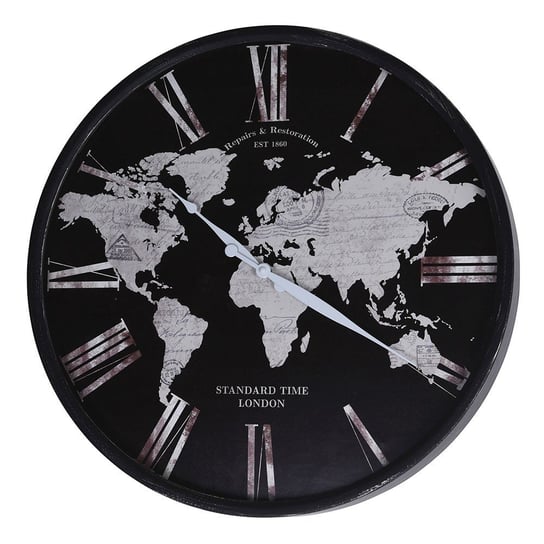 Zegar ścienny Mapa Świata czarny MIA home