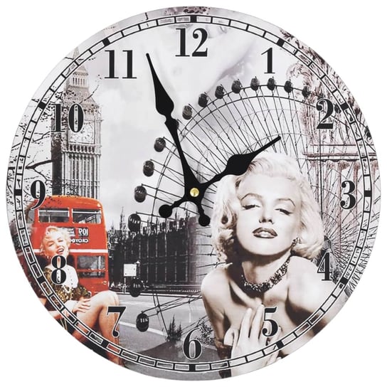 Zegar ścienny  Marilyn Monroe MWGROUP, szaro-czarny, 30 cm vidaXL