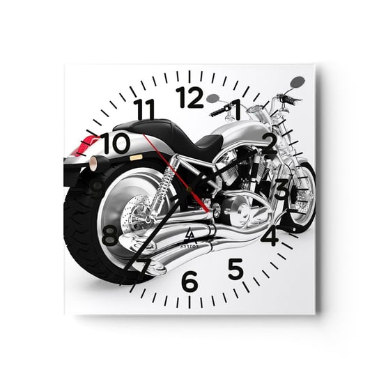 Zegar ścienny - Marzenie kolekcjonera - 30x30cm - Motoryzacja Motocykl Chopper - Kwadratowy zegar ścienny - Nowoczeny Stylowy Zegar do salonu do kuchni - Cichy i Modny zegar ARTTOR