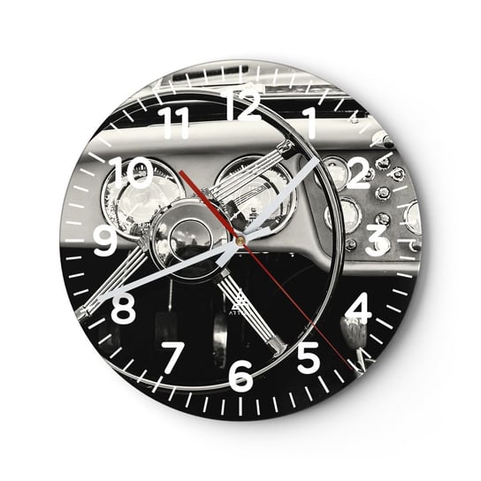 Zegar ścienny - Marzenie kolekcjonera - 30x30cm - Samochód Vintage Motoryzacja - Okrągły zegar ścienny - Nowoczeny Stylowy Zegar do salonu do kuchni - Cichy i Modny zegar ARTTOR