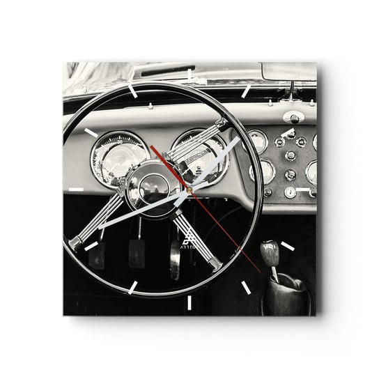 Zegar ścienny - Marzenie kolekcjonera - 40x40cm - Samochód Vintage Motoryzacja - Kwadratowy zegar ścienny - Nowoczeny Stylowy Zegar do salonu do kuchni - Cichy i Modny zegar ARTTOR