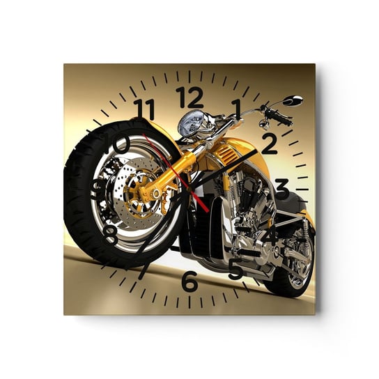 Zegar ścienny - Marzenie o sile i prędkości - 30x30cm - Motocykl Silnik Motoryzacja - Kwadratowy zegar ścienny - Nowoczeny Stylowy Zegar do salonu do kuchni - Cichy i Modny zegar ARTTOR
