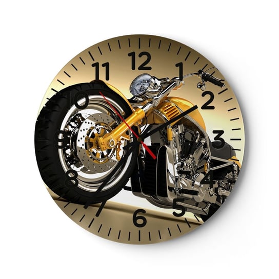 Zegar ścienny - Marzenie o sile i prędkości - 30x30cm - Motocykl Silnik Motoryzacja - Okrągły zegar ścienny - Nowoczeny Stylowy Zegar do salonu do kuchni - Cichy i Modny zegar ARTTOR