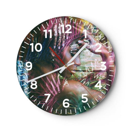 Zegar ścienny - Matka Natura w dżungli - 30x30cm - Kobieta Afryka Afryka - Okrągły zegar ścienny - Nowoczeny Stylowy Zegar do salonu do kuchni - Cichy i Modny zegar ARTTOR