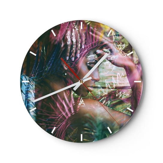 Zegar ścienny - Matka Natura w dżungli - 40x40cm - Kobieta Afryka Afryka - Okrągły zegar ścienny - Nowoczeny Stylowy Zegar do salonu do kuchni - Cichy i Modny zegar ARTTOR