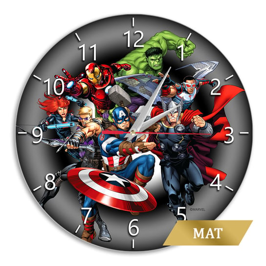 Zegar ścienny matowy Avengers 003 Marvel Czarny Marvel