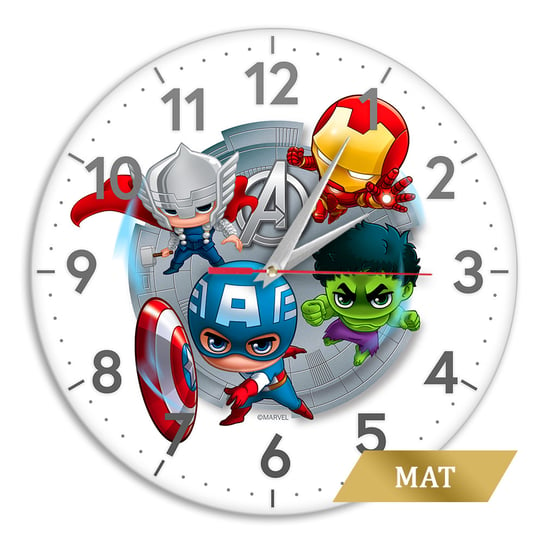Zegar ścienny matowy Avengers 004 Marvel Biały Marvel