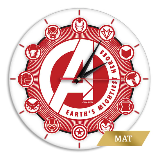 Zegar ścienny matowy Avengers 005 Marvel Biały Marvel
