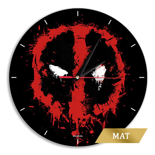 Zegar ścienny matowy Deadpool 001 Marvel Czarny Marvel