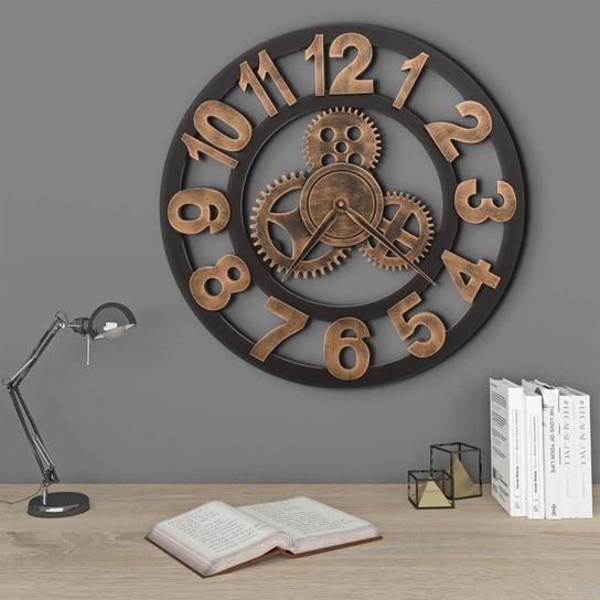 Zegar ścienny, metalowy, 58 cm, złoto-czarny vidaXL