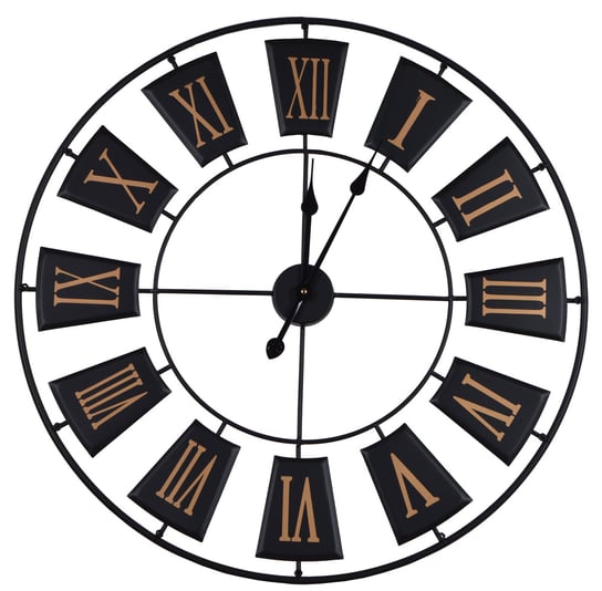 Zegar ścienny metalowy, czarno-złoty, 70x70x4 cm Ewax