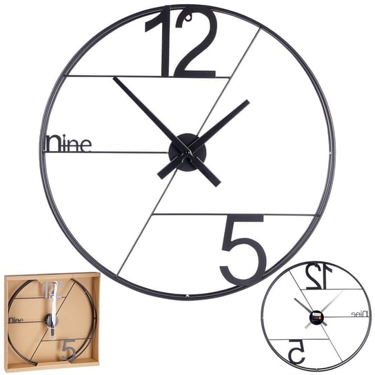 Zegar ścienny metalowy czarny 58 cm Vilde