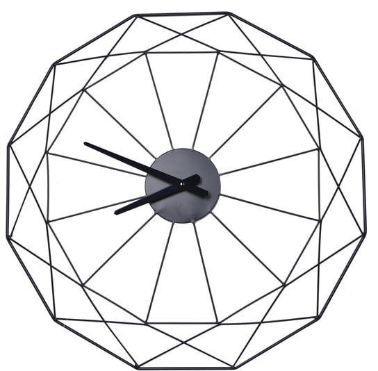 Zegar ścienny metalowy, czarny, 60x58x5 cm Ewax