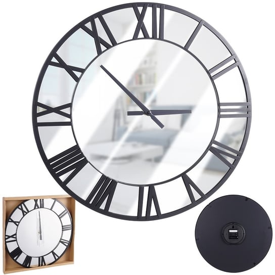 Zegar ścienny metalowy lustrzany czarny 46 cm Vilde
