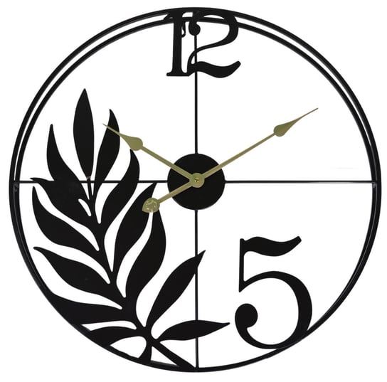 Zegar ścienny metalowy z liściem, 60x60x6 cm Ewax