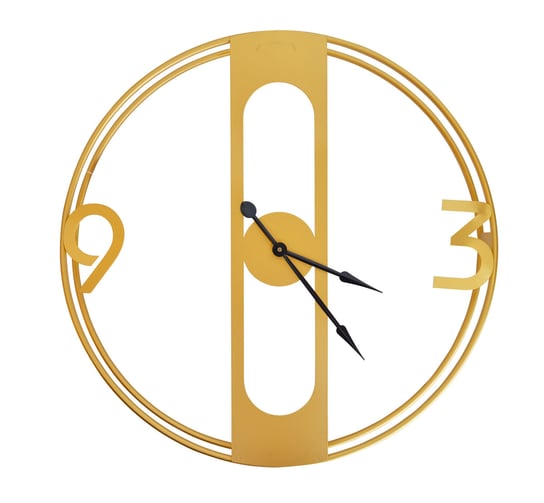 Zegar ścienny metalowy, złoty ze złotymi cyframi, 50x50x7,5 cm Ewax