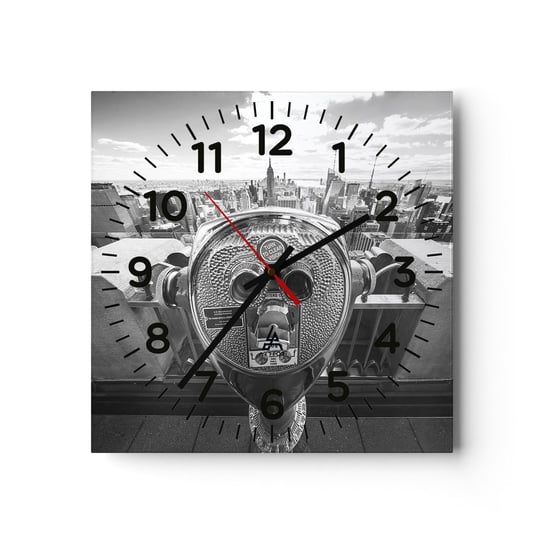 Zegar ścienny - Miasto nad miastami - 30x30cm - Nowy Jork Miasto Architektura - Kwadratowy zegar ścienny - Nowoczeny Stylowy Zegar do salonu do kuchni - Cichy i Modny zegar ARTTOR