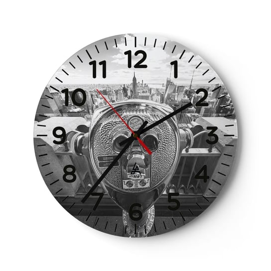 Zegar ścienny - Miasto nad miastami - 40x40cm - Nowy Jork Miasto Architektura - Okrągły zegar szklany - Nowoczeny Stylowy Zegar do salonu do kuchni - Cichy i Modny zegar ARTTOR