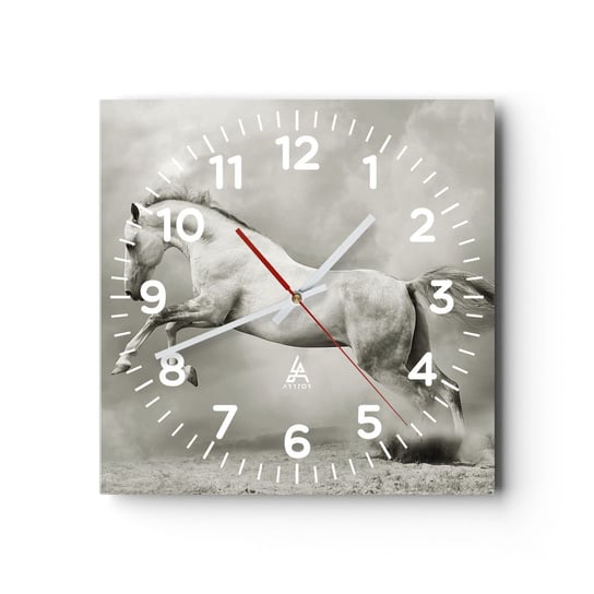 Zegar ścienny - Między jawą a snem - 30x30cm - Zwierzęta Koń Natura - Kwadratowy zegar ścienny - Nowoczeny Stylowy Zegar do salonu do kuchni - Cichy i Modny zegar ARTTOR