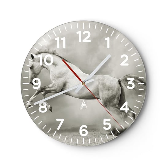 Zegar ścienny - Między jawą a snem - 30x30cm - Zwierzęta Koń Natura - Okrągły zegar ścienny - Nowoczeny Stylowy Zegar do salonu do kuchni - Cichy i Modny zegar ARTTOR