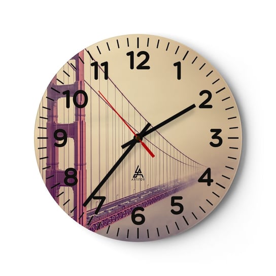 Zegar ścienny - Między niebem a ziemią - 30x30cm - Krajobraz Architektura San Francisco - Okrągły zegar ścienny - Nowoczeny Stylowy Zegar do salonu do kuchni - Cichy i Modny zegar ARTTOR