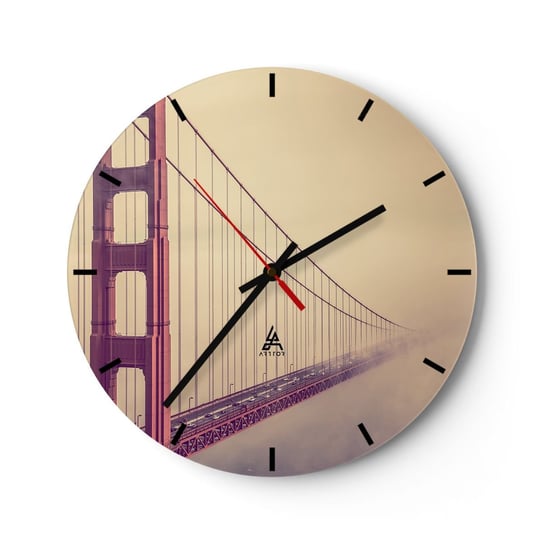 Zegar ścienny - Między niebem a ziemią - 40x40cm - Krajobraz Architektura San Francisco - Okrągły zegar ścienny - Nowoczeny Stylowy Zegar do salonu do kuchni - Cichy i Modny zegar ARTTOR