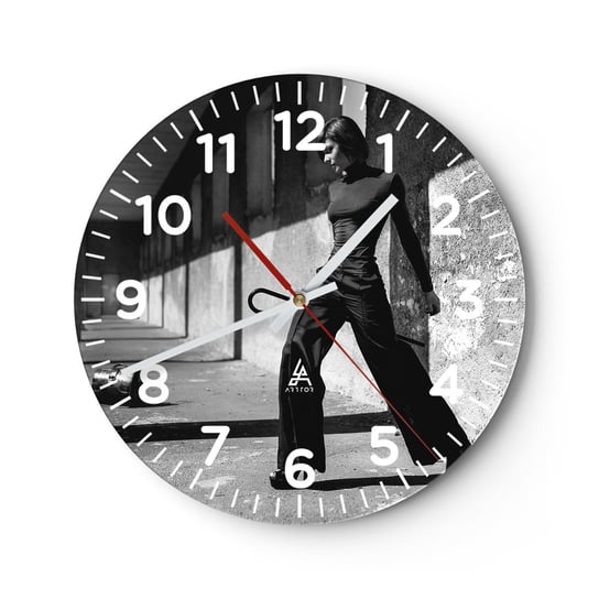 Zegar ścienny - Miejska elegancja - 40x40cm - Kobieta Moda Modelka - Okrągły zegar szklany - Nowoczeny Stylowy Zegar do salonu do kuchni - Cichy i Modny zegar ARTTOR