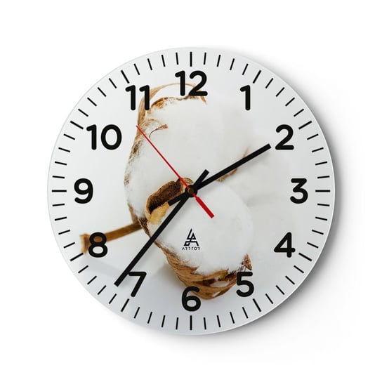 Zegar ścienny - Miękka z natury - 40x40cm - Bawełna Minimalistyczny Kwiat - Okrągły zegar szklany - Nowoczeny Stylowy Zegar do salonu do kuchni - Cichy i Modny zegar ARTTOR