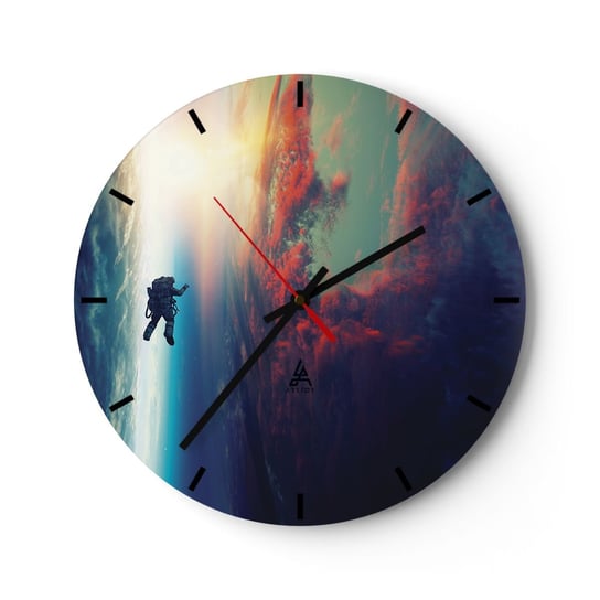Zegar ścienny - Mierzyć się ze wszechświatem - 40x40cm - Abstrakcja Astronauta Kosmos - Okrągły zegar ścienny - Nowoczeny Stylowy Zegar do salonu do kuchni - Cichy i Modny zegar ARTTOR