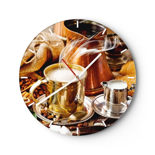 Zegar ścienny - Miłego dnia! - 40x40cm - Kawa Gastronomia Kuchnia - Okrągły zegar ścienny - Nowoczeny Stylowy Zegar do salonu do kuchni - Cichy i Modny zegar ARTTOR