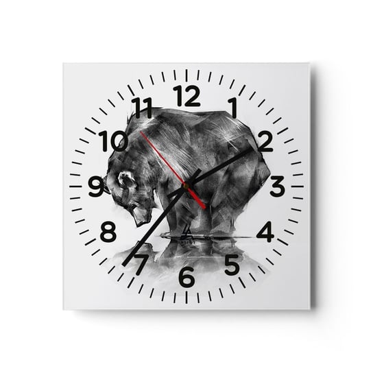 Zegar ścienny - Miło zobaczyć się z kimś bliskim - 40x40cm - Abstrakcja Niedźwiedź Polarny Natura - Kwadratowy zegar szklany - Nowoczeny Stylowy Zegar do salonu do kuchni - Cichy i Modny zegar ARTTOR