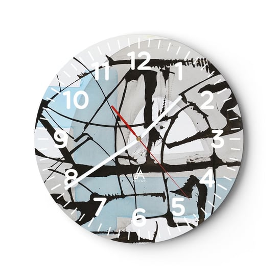 Zegar ścienny - Mimo wszystko błękitny - 40x40cm - Abstrakcja Sztuka Chaos - Okrągły zegar szklany - Nowoczeny Stylowy Zegar do salonu do kuchni - Cichy i Modny zegar ARTTOR