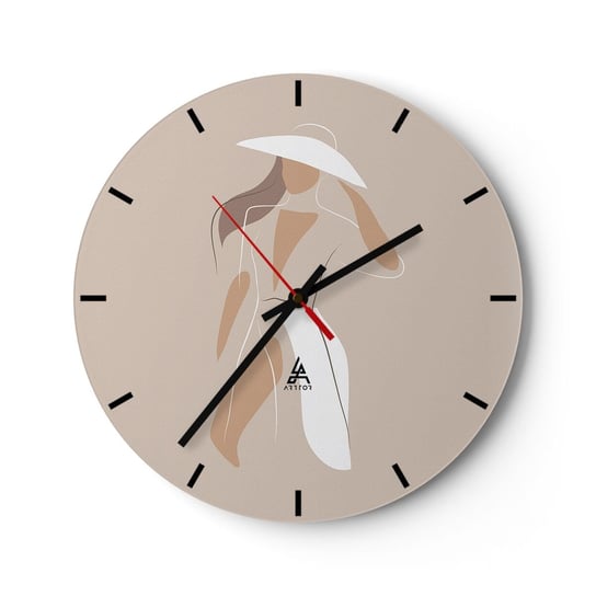 Zegar ścienny - Moda to zabawa - 30x30cm - Kobieta Grafika Moda - Okrągły zegar na szkle - Nowoczeny Stylowy Zegar do salonu do kuchni - Cichy i Modny zegar ARTTOR