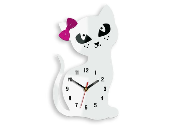 Zegar ścienny MODERN CLOCK Kot, biały, 19,5x33 cm Modern Clock