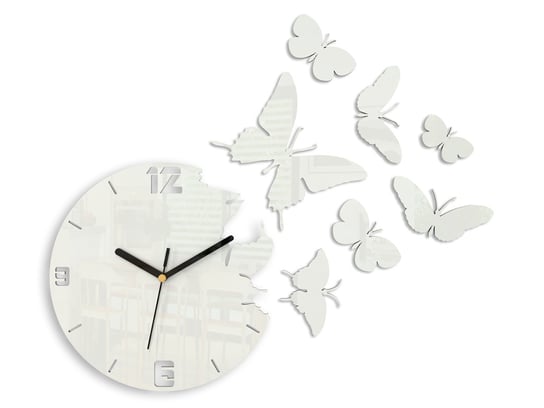 Zegar ścienny MODERN CLOCK Motyle, biały, 45x60 cm Modern Clock