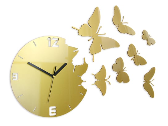 Zegar ścienny MODERN CLOCK Motyle, złoty, 54x30 cm Modern Clock