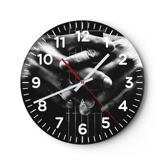Zegar ścienny - Modlitwa artysty - 30x30cm - Gitarzysta Muzyk Gitara - Okrągły zegar ścienny - Nowoczeny Stylowy Zegar do salonu do kuchni - Cichy i Modny zegar ARTTOR