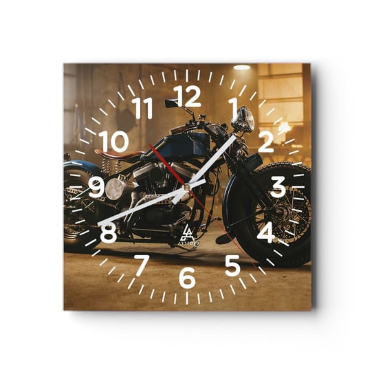 Zegar ścienny - Mogę wszystko - 40x40cm - Motocykl Vintage Motoryzacja - Kwadratowy zegar szklany - Nowoczeny Stylowy Zegar do salonu do kuchni - Cichy i Modny zegar ARTTOR