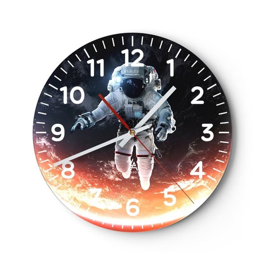 Zegar ścienny - Mogę zostać jeszcze chwilę? - 30x30cm - Astronauta Kosmos Kosmonauta - Okrągły zegar ścienny - Nowoczeny Stylowy Zegar do salonu do kuchni - Cichy i Modny zegar ARTTOR