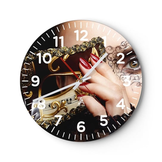 Zegar ścienny - Mój świat jest barokowy - 30x30cm - Kobieta Maska Wenecka Bal - Okrągły zegar ścienny - Nowoczeny Stylowy Zegar do salonu do kuchni - Cichy i Modny zegar ARTTOR