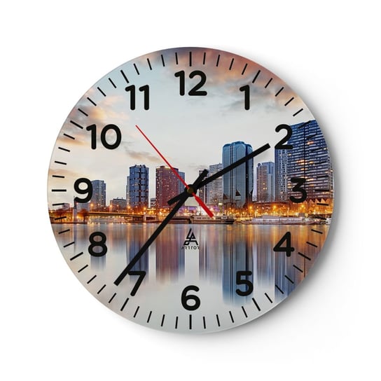 Zegar ścienny - Monumentalny spokój Paryża - 30x30cm - Miasto Paryż Wieża Eiffla - Okrągły zegar ścienny - Nowoczeny Stylowy Zegar do salonu do kuchni - Cichy i Modny zegar ARTTOR