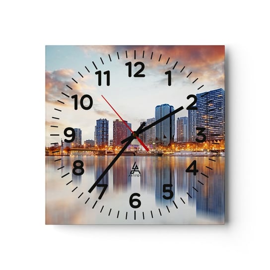 Zegar ścienny - Monumentalny spokój Paryża - 40x40cm - Miasto Paryż Wieża Eiffla - Kwadratowy zegar szklany - Nowoczeny Stylowy Zegar do salonu do kuchni - Cichy i Modny zegar ARTTOR